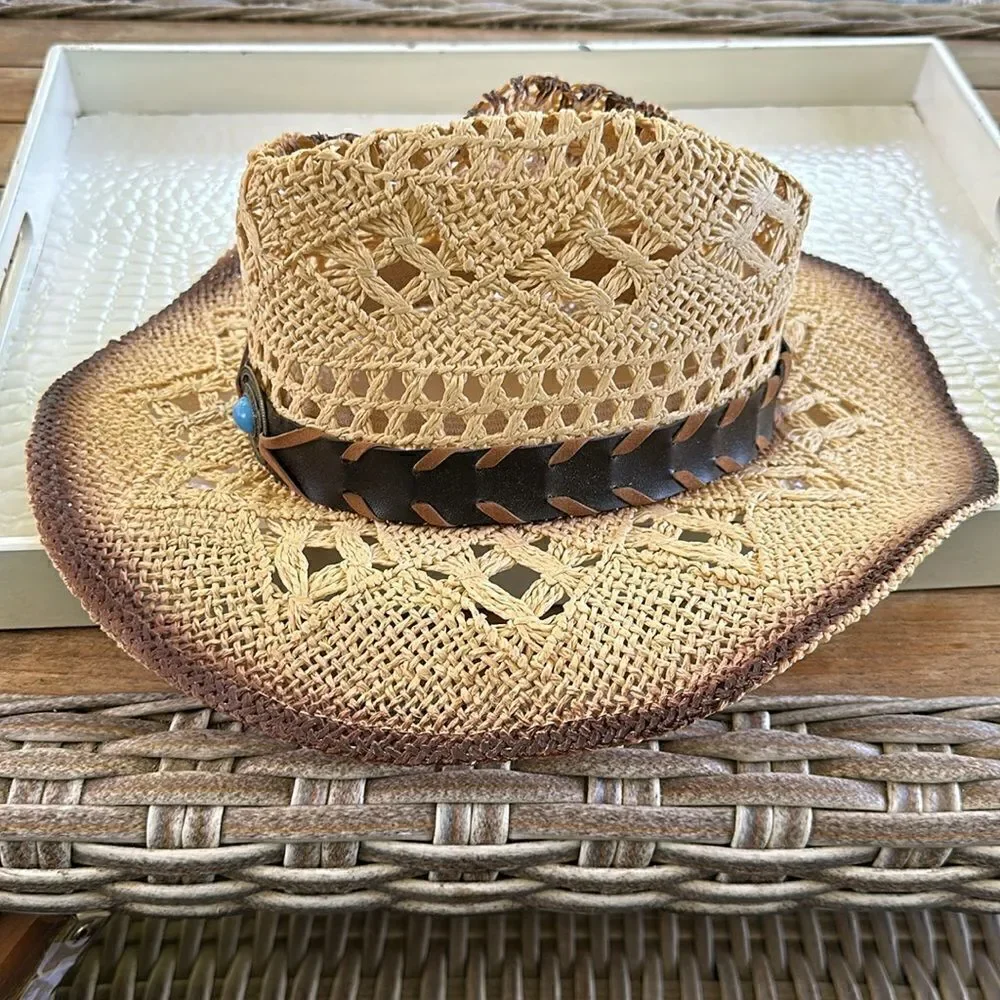 TOVOSO Straw Cowboy Hat for Women and Men with Shape-It Brim, O/S